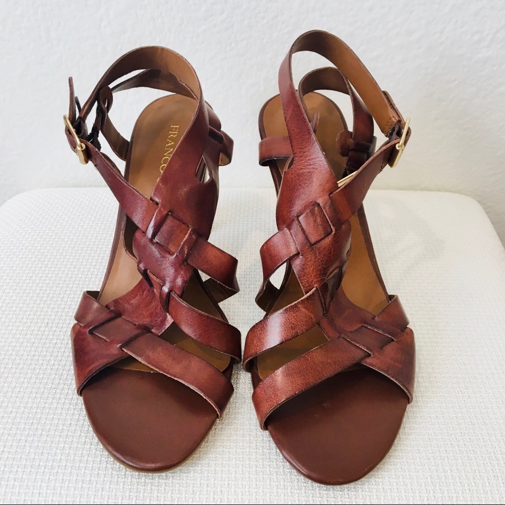 Franco Sarto Leather Strappy Heels